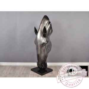 Objet décoration illusion cheval noir/ar 150cm Edelweiss -C8841