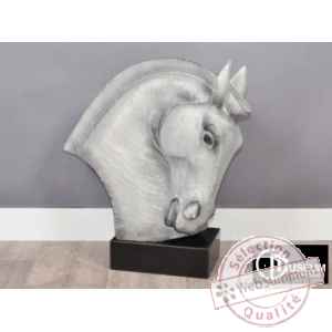 Objet decoration illusion tete cheval grise Edelweiss -C8854