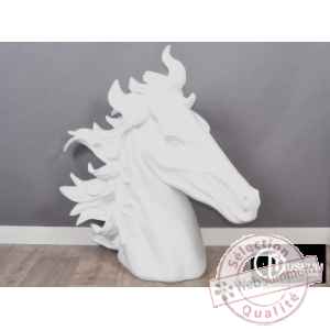 Objet decoration illusion tete de cheval blanch Edelweiss -C8855