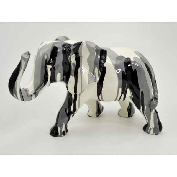 Statue congo elephant noir blanc gris Edelweiss -D1051