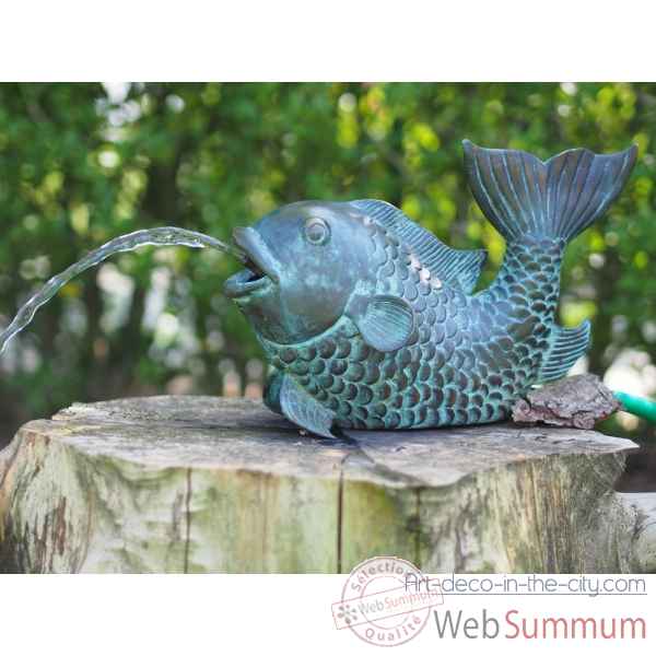 Statuette fontaine à poissons bronze -AN1140BR-V-L